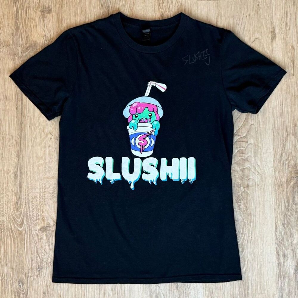 Slushii 8-Bit DJ Monster Graphic T-Shirt Black Medium Autographed EDM Rave